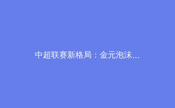 中超联赛新格局：金元泡沫破裂后的价值回归与竞技本质探寻 - 3