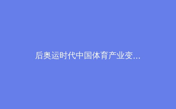 后奥运时代中国体育产业变革：从金牌战略到全民健康的范式转移 - 3